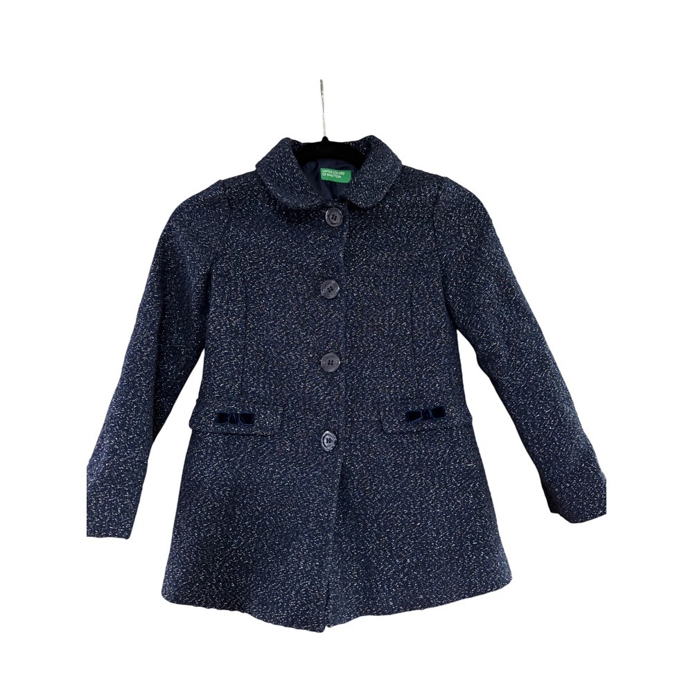 United Colors of Benetton Girls' Navy Tweed Coat Jacket Party Formal medium